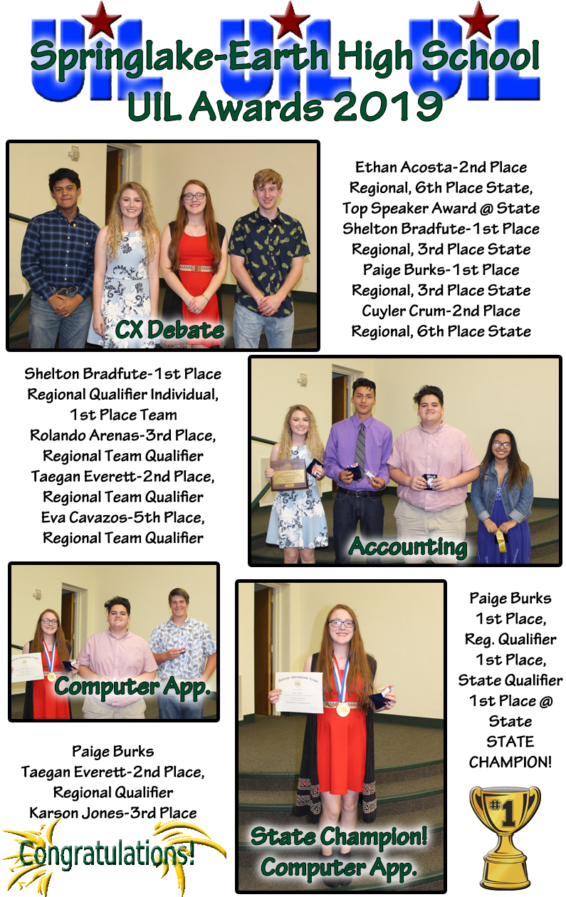 Springlake Earth High School Uil Awards 2019